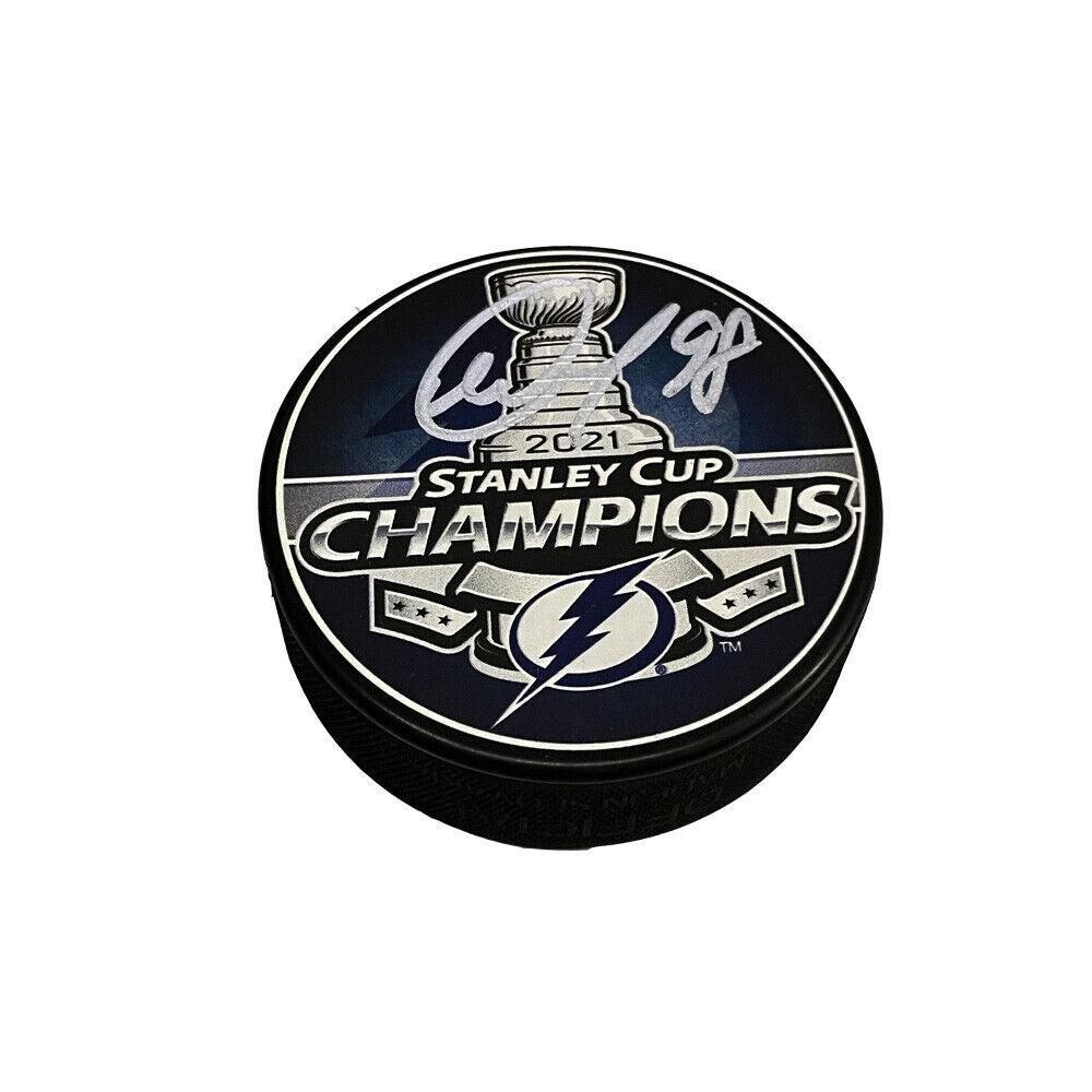 MIKHAIL SERGACHEV Signed 2021 Stanley Cup Champions Puck - Tampa Lightning