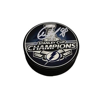 MIKHAIL SERGACHEV Signed 2021 Stanley Cup Champions Puck - Tampa Lightning