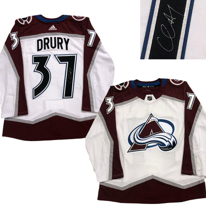 CHRIS DRURY Signed Colorado Avalanche White Adidas Pro Jersey
