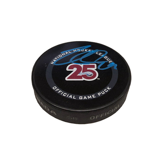 NATHAN MACKINNON Signed Colorado Avalanche 25th Anniversary Official Game Puck