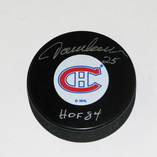 JACQUES LEMAIRE Signed Montreal Canadiens Original 6 Logo Puck - HOF