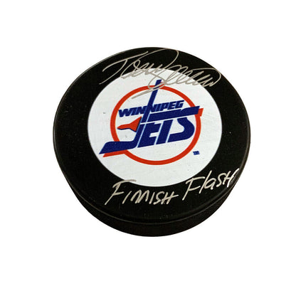 Teemu Selanne Signed WInnipeg Jets Puck -  Finnish Flash Inscription