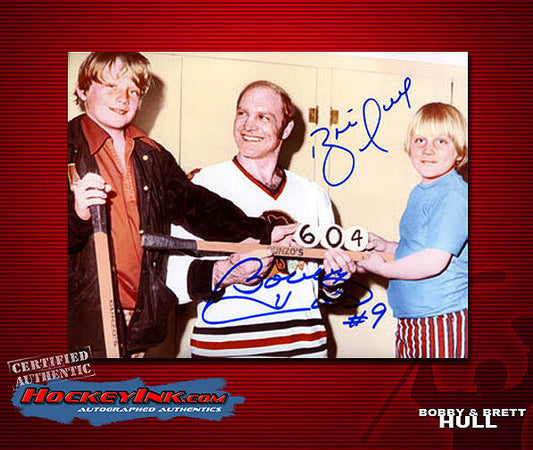 Bobby & Brett Hull SIGNED 16X20 Photo -77054