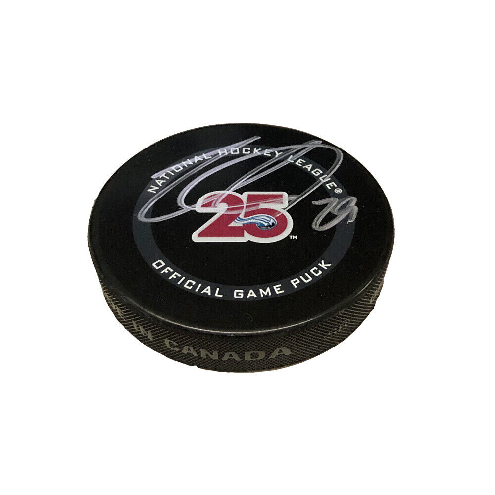 NATHAN MACKINNON Signed Colorado Avalanche 25th Anniversary Official Game Puck