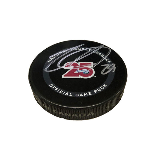 NATHAN MACKINNON Signed Colorado Avalanche 25th Anniversary Official Game Puck