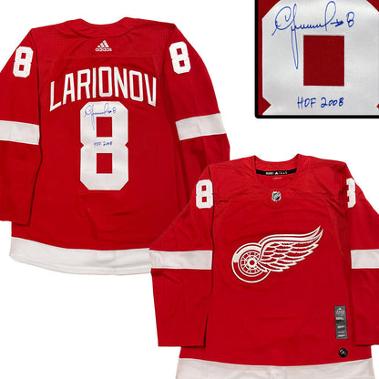 IGOR LARIONOV Signed Detroit Red Wings Red Adidas PRO Jersey- HOF 2008