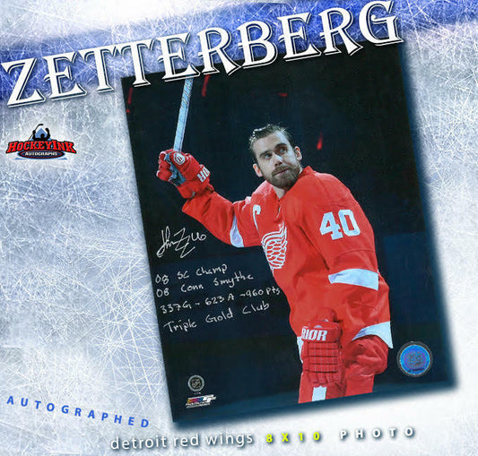 HENRIK ZETTERBERG Signed & Inscribed Detroit Red Wings 8x10 Photo - 70214