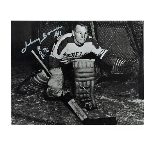 JOHNNY BOWER Signed Cleveland Barons 8 x 10 photo W/ HOF - 70566 A