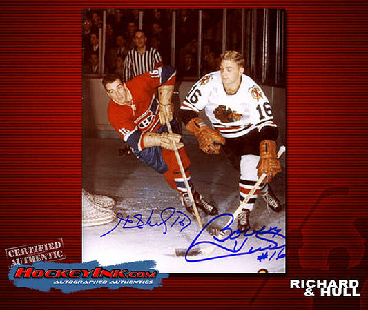 Bobby Hull & Henri Richard SIGNED 8X10 Photo -70274