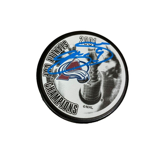 JOE SAKIC Signed 2001 Stanley Cup Champions Puck - Colorado Avalanche
