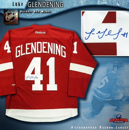Luke Glendening signed Detroit Red Wings Red Reebok Jersey