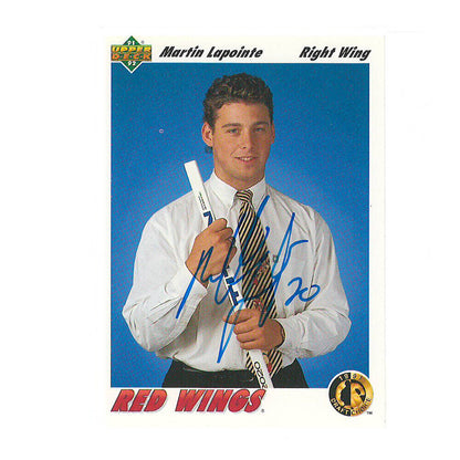 MARTIN LAPOINTE Signed Upper Deck 1991 Draft Card - Detroit Red Wings