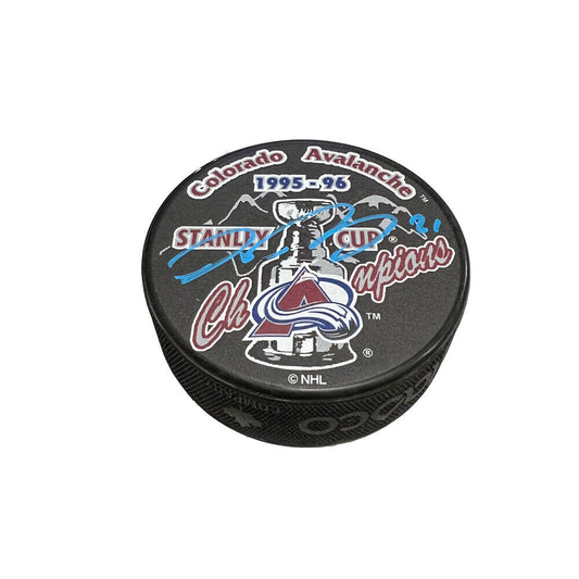 PETER FORSBERG Signed 1995-96 Stanley Cup Champions Puck - Colorado Avalanche