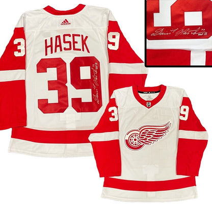 DOMINIK HASEK Signed Detroit Red Wings White Adidas PRO Jersey - HOF 14