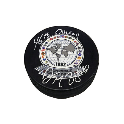 Darren McCarty Signed 1992 NHL Draft Puck - 46th Overall Inscription