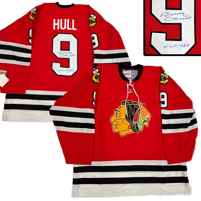 BOBBY HULL Signed Chicago Blackhawks Vintage Red CCM Jersey - HOF 1983