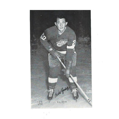 BILL GADSBY Signed Detroit Red Wings Post Card (black)