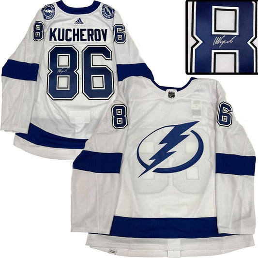 Nikita Kucherov signed Tampa Bay Lightning White Adidas PRO Jersey