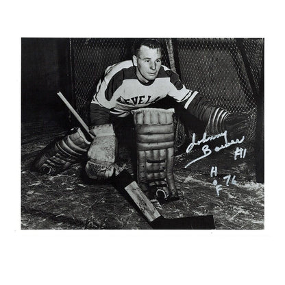 JOHNNY BOWER Signed Cleveland Barons 8 x 10 photo W/ HOF - 70566 B