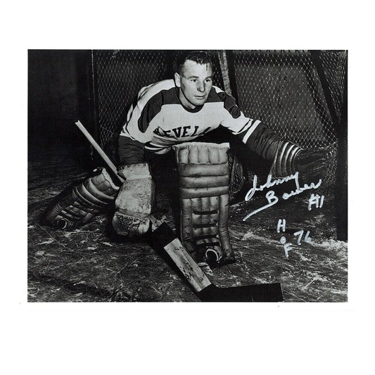 JOHNNY BOWER Signed Cleveland Barons 8 x 10 photo W/ HOF - 70566 B