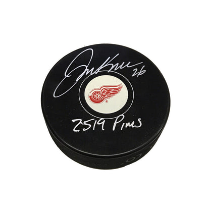 JOE KOCUR Signed & Inscribed Detroit Red Wings Puck - "2519 pims"