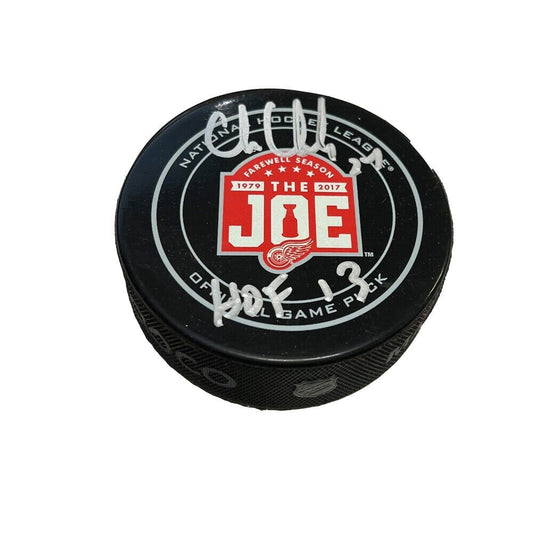 CHRIS CHELIOS Signed Farewell To The Joe Official Game Puck - HOF 13