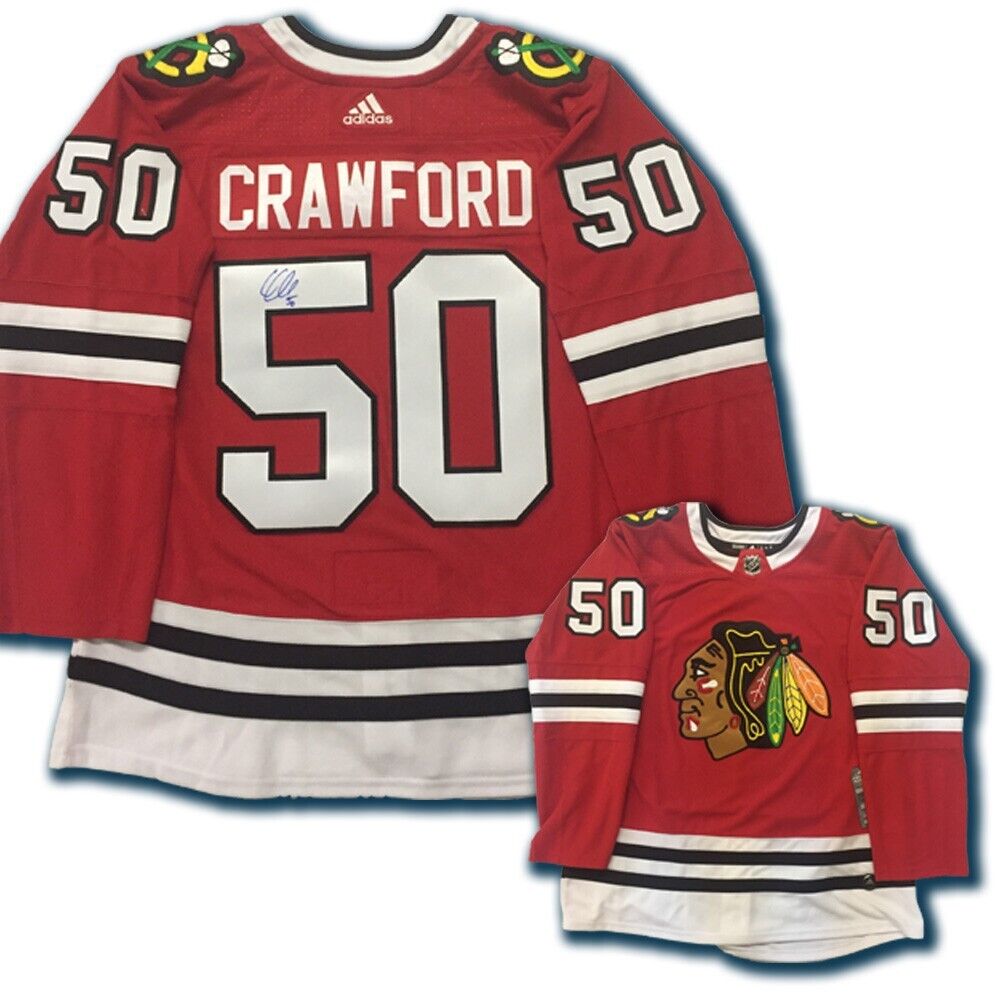 COREY CRAWFORD signed Chicago Blackhawks Red Adidas PRO Jersey