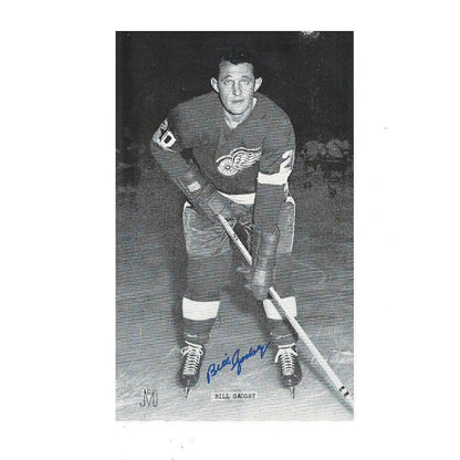 BILL GADSBY Signed Detroit Red Wings Post Card (blue)