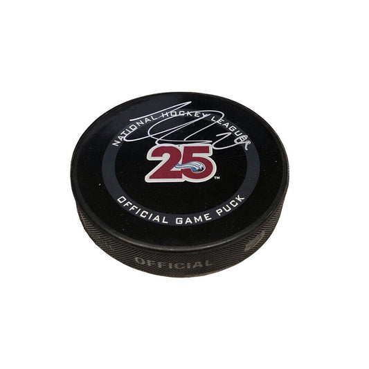 NATHAN MACKINNON Signed Colorado Avalanche 25th Anniversary Official Game Puck