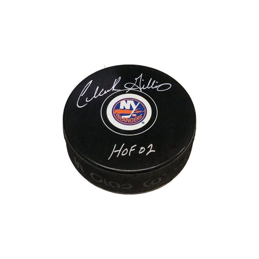 CLARK GILLIES Signed New York Islanders Puck - HOF 02