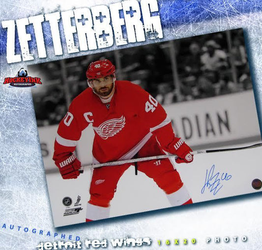 HENRIK ZETTERBERG Signed Detroit Red Wings 16 x 20 Photo