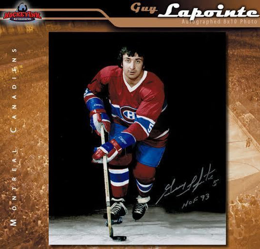 GUY LAPOINTE Signed & Inscribed Montreal Canadiens 8 x 10 Photo - 70403