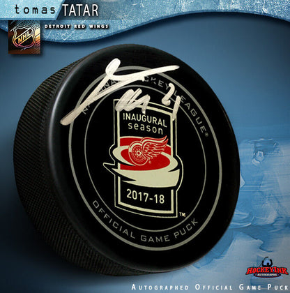 Tomas Tatar signed Inaugural Season Little Caesars Arena Official Game Puck