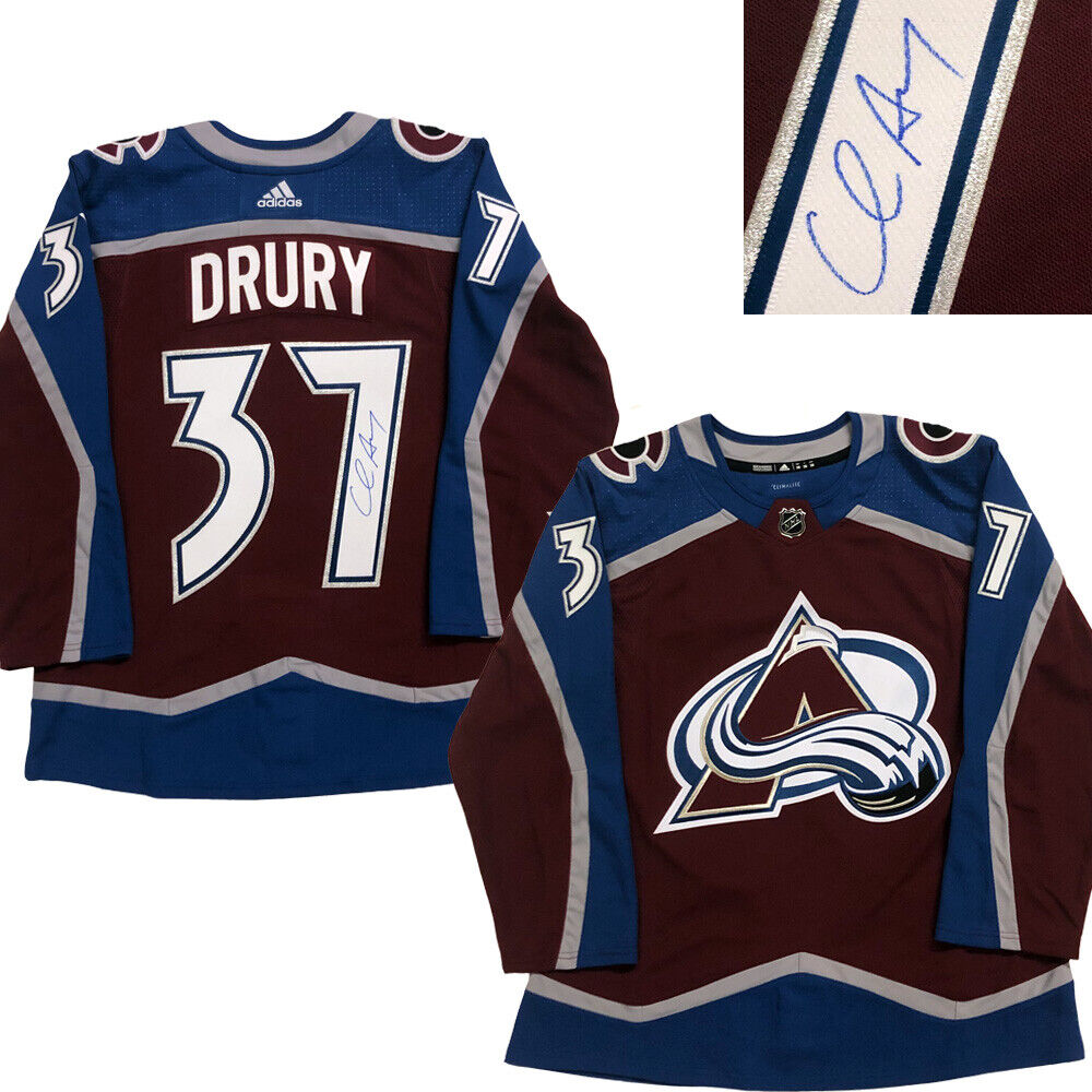 CHRIS DRURY Signed Colorado Avalanche Burgundy Adidas PRO Jersey