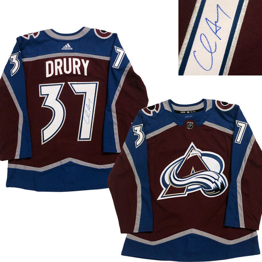 CHRIS DRURY Signed Colorado Avalanche Burgundy Adidas PRO Jersey