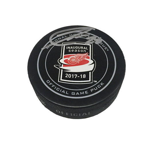 Luke Witkowski signed Detroit Red Wings Little Ceasars Official Game Puck