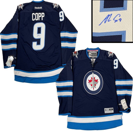 ANDREW COPP Signed Winnipeg Jets Navy Reebok Jersey
