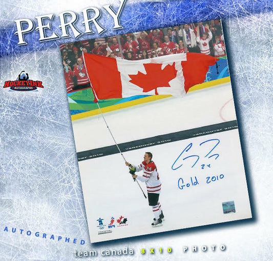 Corey Perry Inscribed "Gold 2010" Team Canada 2010 Olympic 8X10 Photo - 70314A