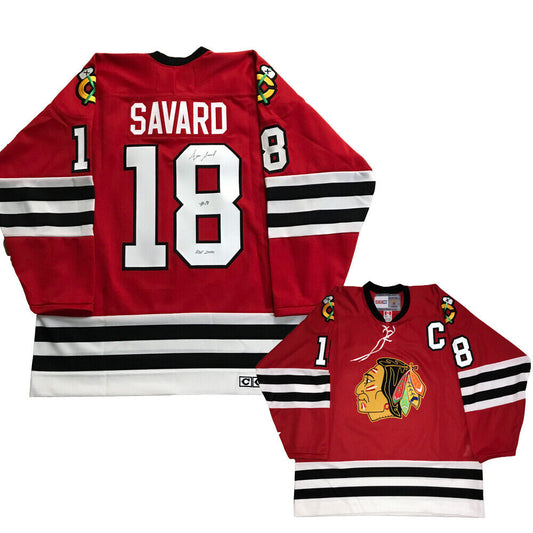 DENIS SAVARD Signed Chicago Blackhawks Red CCM Vintage Jersey - HOF