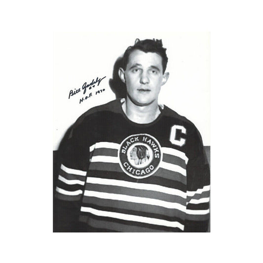 BILL GADSBY Signed Chicago Blackhawks 8 X 10 Photo W/ HOF Inscription - 70272