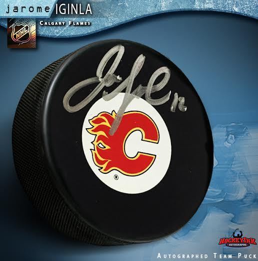 JAROME IGINLA Autographed Calgary Flames Puck