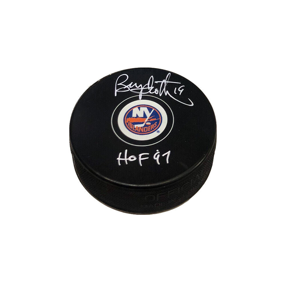BRYAN TROTTIER Signed New York Islanders Puck - HOF 97