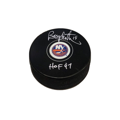 BRYAN TROTTIER Signed New York Islanders Puck - HOF 97
