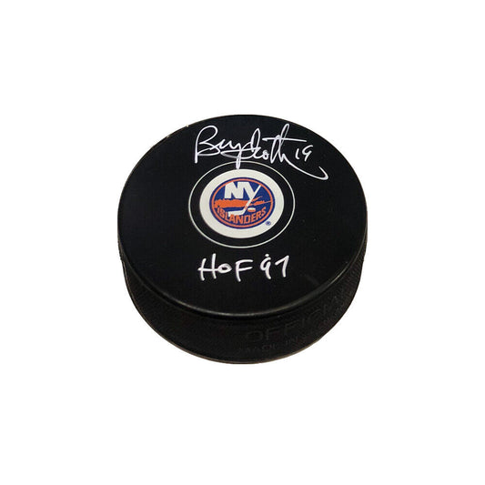 BRYAN TROTTIER Signed New York Islanders Puck - HOF 97
