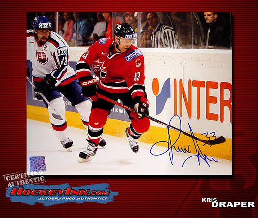 Kris Draper SIGNED Team Canada 8X10 Photo -70336