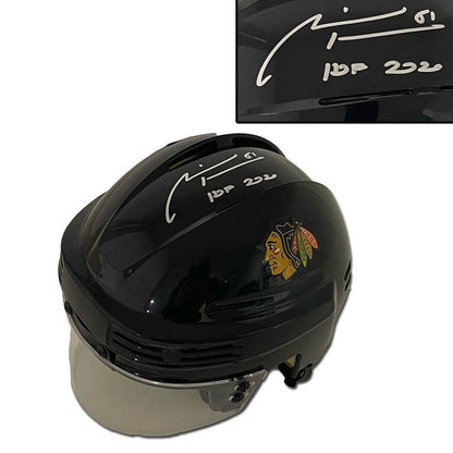 blackhawks motorcycle helmet WCL Hawk & Dirtbike Helmet - Adjustable Sun Visor, Quick Release Buckle, DOT Approved - Gloss Black Official NHL Licensed Mini Player Helmets MARIAN HOSSA Signed Chicago Blackhawks