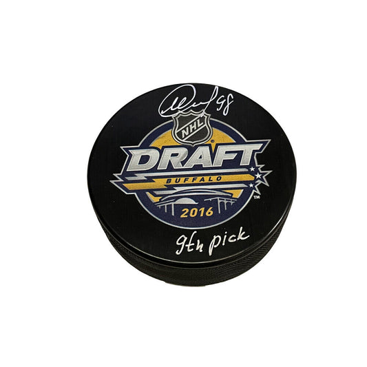 MIKHAIL SERGACHEV Signed 2016 NHL Draft Puck - 9th Pick Inscription