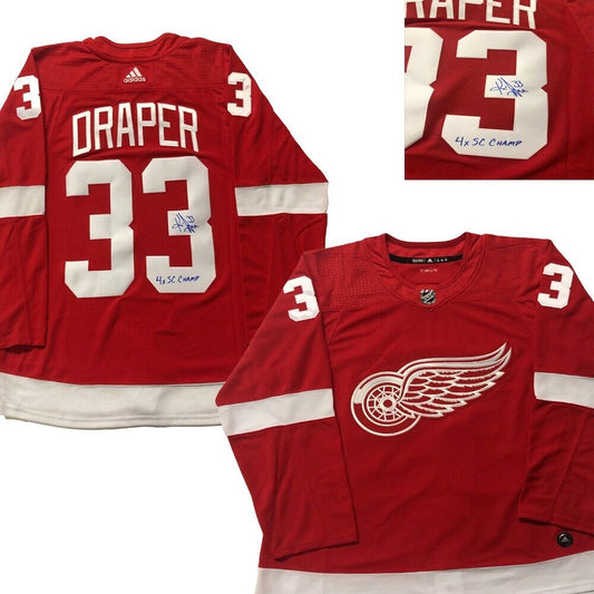 KRIS DRAPER Signed & Inscribed Detroit Red Wings Red Adidas PRO Jersey- 4x SC