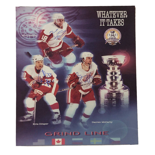The Grind Line Signed 16x20 Detroit Red Wings - Draper, McCarty, & Maltby 79234