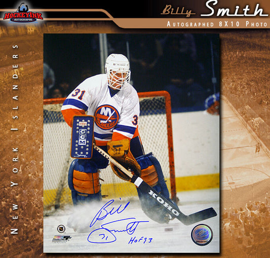 Billy Smith SIGNED "HOF" Islanders 8X10 Photo -70147